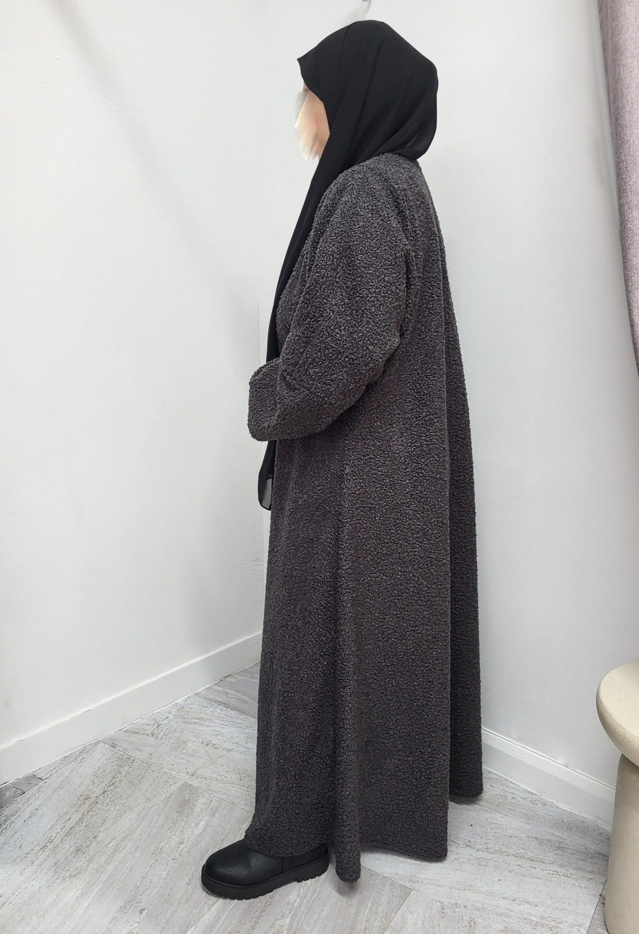 Abaya Grey Teddy Coat