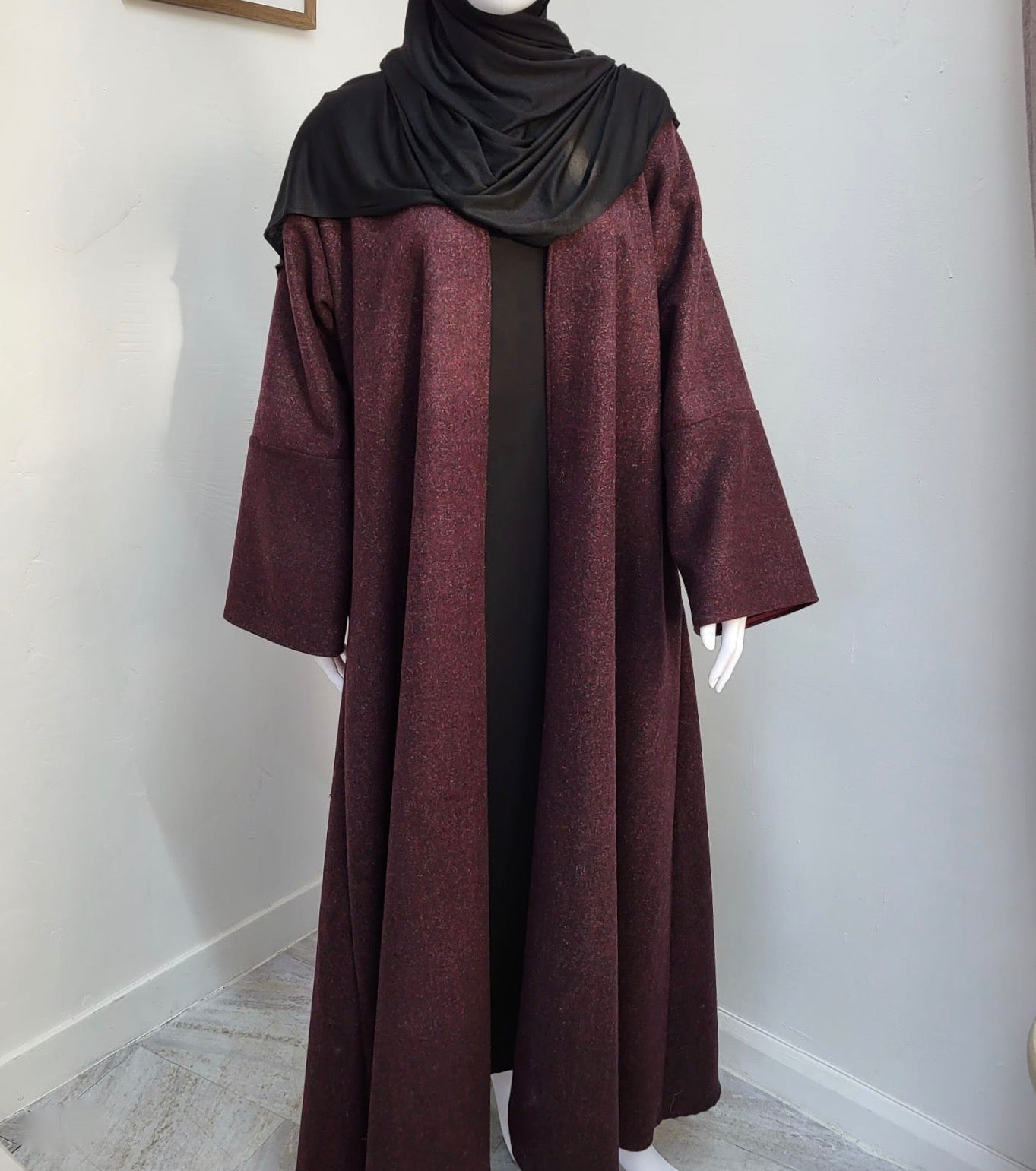 Burgundy Abaya Coat