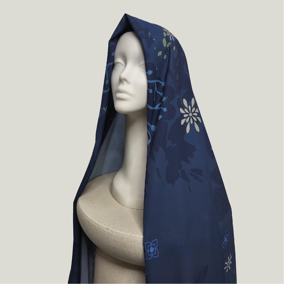 Floral Royal Blue Hijab