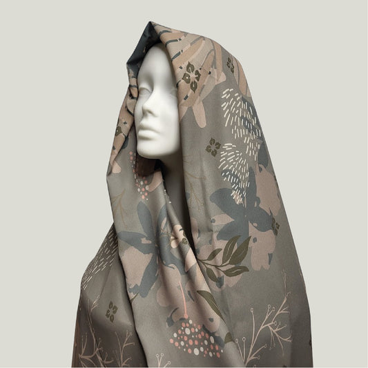 Floral Pastel Gray Hijab