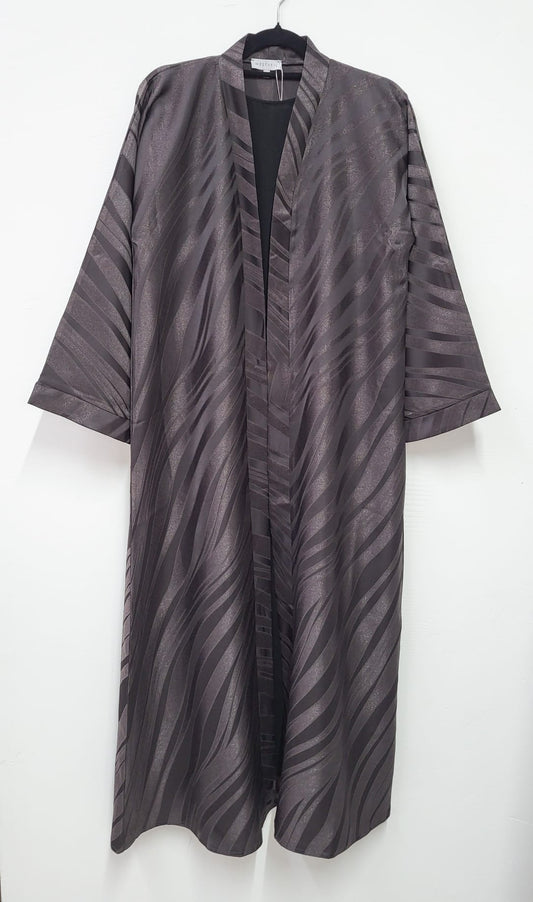 Purple Taupe Jacquard Abaya Set
